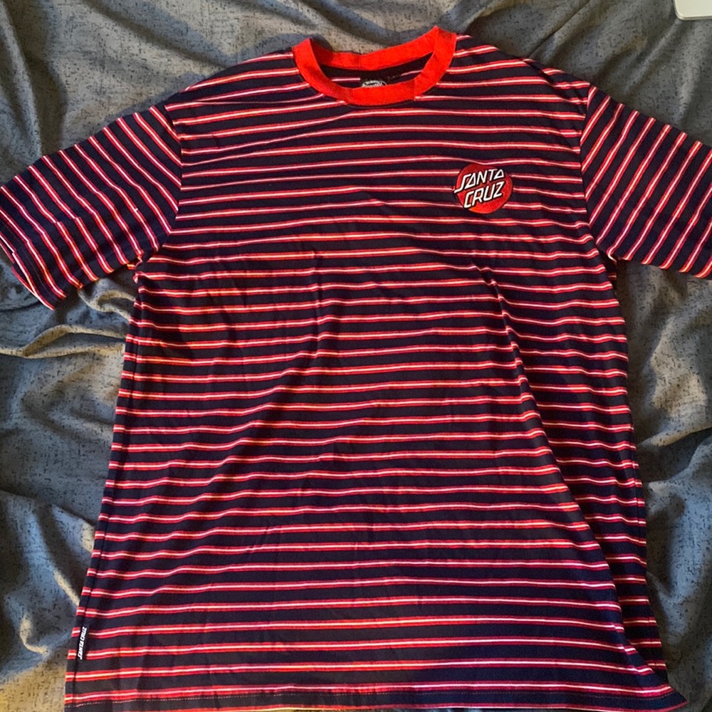 SANTA CRUZ STRIPED SKATEBOARDING SHIRT
